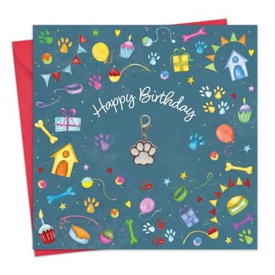 CL21 - Dog Birthday Card & Gift with Detachable Paw Charm