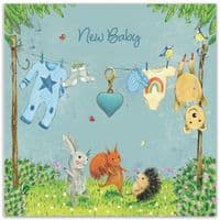 Charm Card and Gift. Cute New Baby Boy Card.