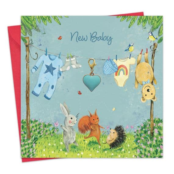 Charm Card and Gift. Cute New Baby Boy Card.