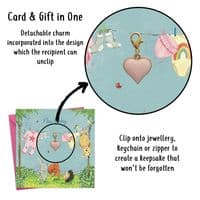 Charm Card and Gift. Cute New Baby Girl Card.