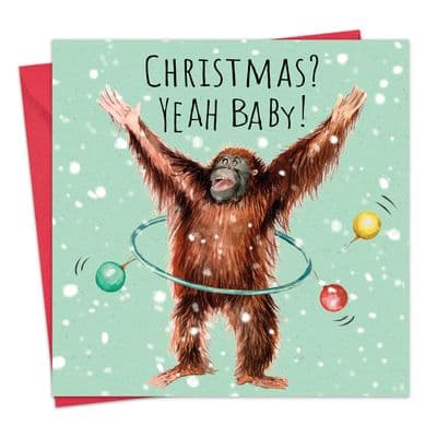 CSH18 - Funny Christmas Card - Orangutan - Yeah Baby