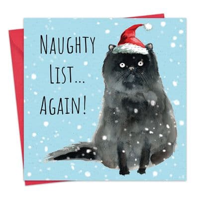 CSH19 - Funny Christmas Card - Cat - Naughty List