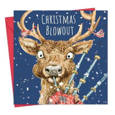 CSH21 - Funny Christmas Card - Stag - Bagpipes