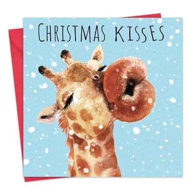 CSH22 - Funny Christmas Card - Giraffe - Christmas Kisses