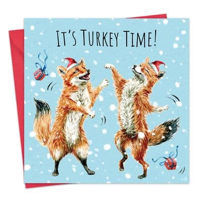 CSH24 - Funny Christmas Card - Foxes - Turkey Time