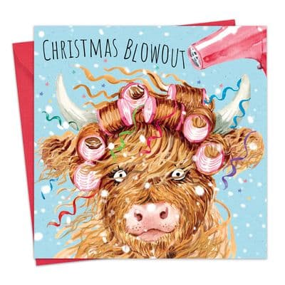CSH27 - Funny Christmas Card for Her - Highland Cow - Christmas Blowout