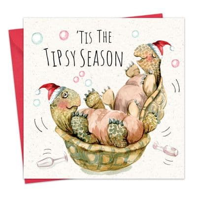 CSH29 - Funny Christmas Card - Turtles - Tis The Tipsy Season