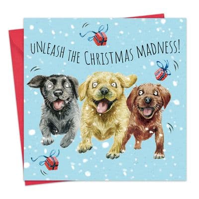 CSH33 - Funny Dog Christmas Card - Labradors - Unleash the Christmas Madness