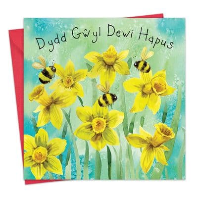 FIZ108 - Dydd Gyl Dewi Hapus Card - Daffodils
