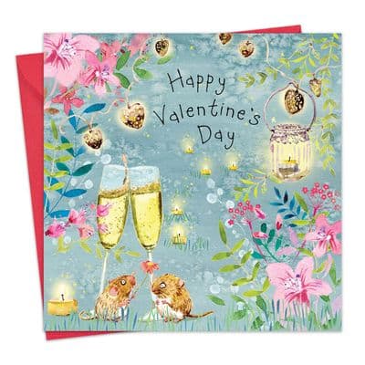 FIZ110 - Cute Valentine's Day Card - Champagne Mice