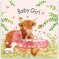 New Baby Girl Cards. New Baby Cards. Congratulations Cards. Congratulations Baby Cards. Highland Cow.