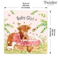 New Baby Girl Cards. New Baby Cards. Congratulations Cards. Congratulations Baby Cards. Highland Cow.