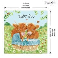 New Baby Boy Cards. New Baby Cards. Congratulations Cards. Congratulations Baby Cards. Highland Cow.