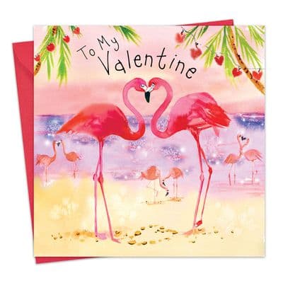 FIZ23 - Valentine's Day Card Flamingos