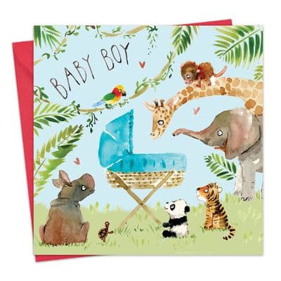 FIZ4 - New Baby Boy Card Jungle