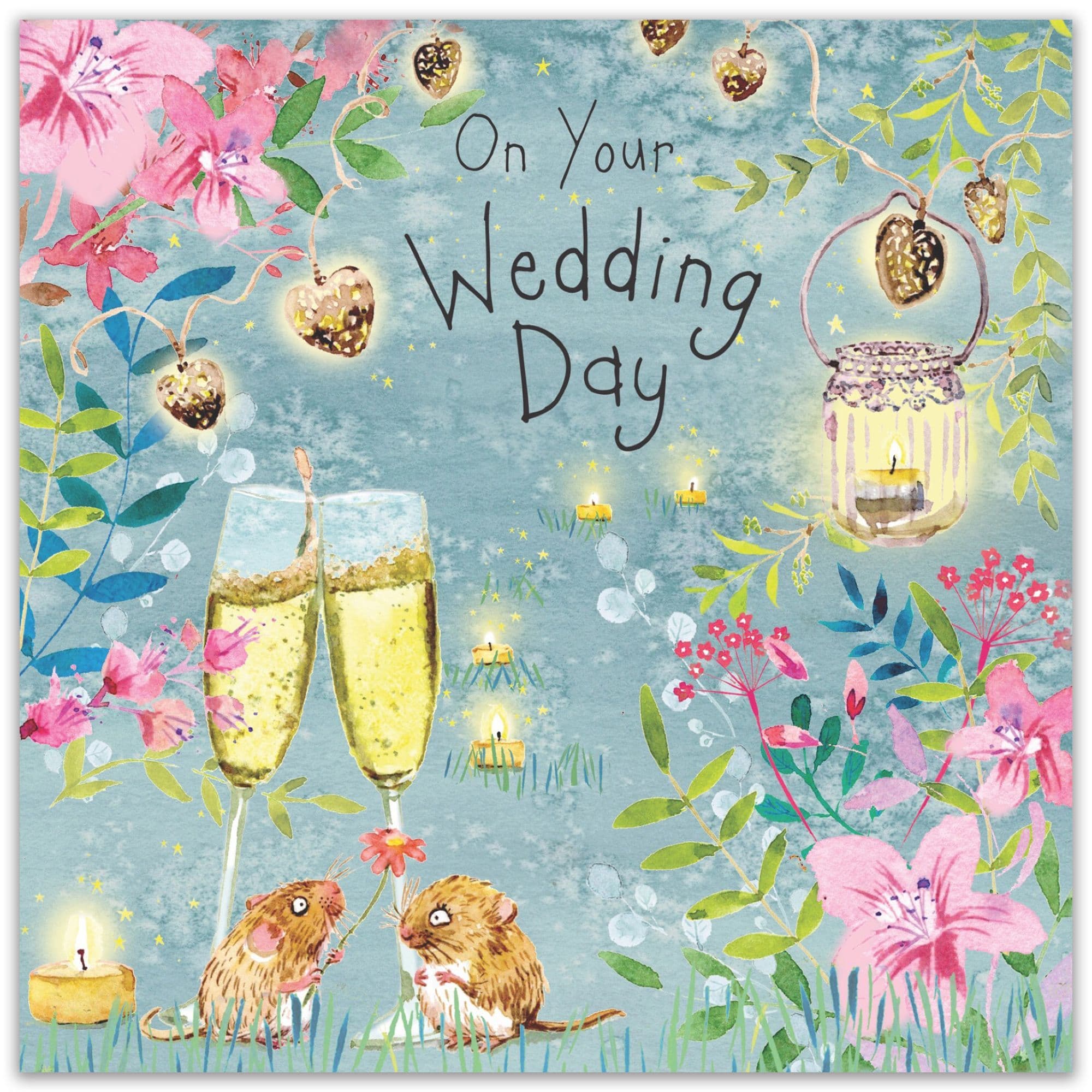 Wedding Greetings Card Wildflower Floral Congratulations To The New Mr & Mrs | Square Congratulations Wedding Card For Bride And Groom For Wedding Day - View #4
