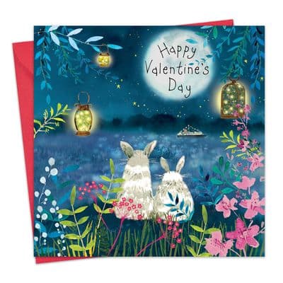 FIZ90 - Happy Valentine's Day Card Rabbits
