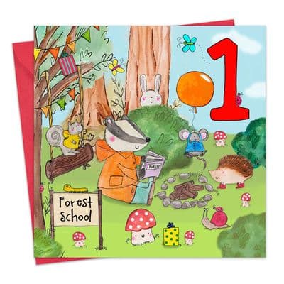 FS1 - Age 1 Birthday Card - 1st - Forest School