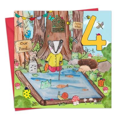 FS4 - Age 4 Birthday Card - 4th - Forest School