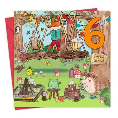 FS6 - Age 6 Birthday Card - 6th - Forest School