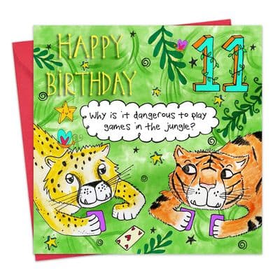 LG11 - Age 11 Children's Happy Birthday Card - Jungle Games