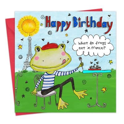 LG24 - French Frogs Children's Happy Birthday Card - Funny Joke Birthday Card