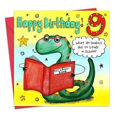 LG9 - Age 9 Children's Happy Birthday Card - Snakes