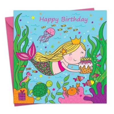 LIL13 - Girls Happy Birthday Card with Mermaid