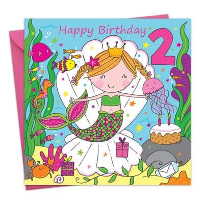 LIL2 - Age 2 Girls Birthday Card Mermaid