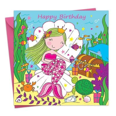 LIL7 - Girls Happy Birthday Card Mermaid