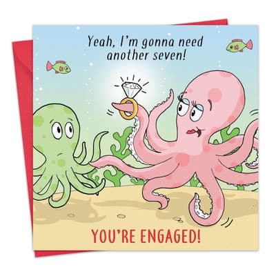 OCC22 - Funny Engagement Card Octopus Diamonds