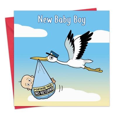 OCC3 - Funny New Baby Boy Card Stork