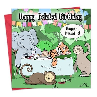 OCC34 - Funny Belated Birthday Card - Late Sloth