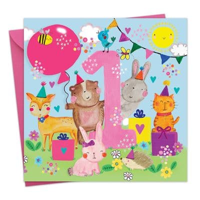 PB12 - Age 1 Girl's Birthday - Woodland Animal