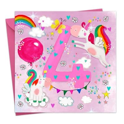 PB15 - Age 4 Girl's Birthday - Unicorns