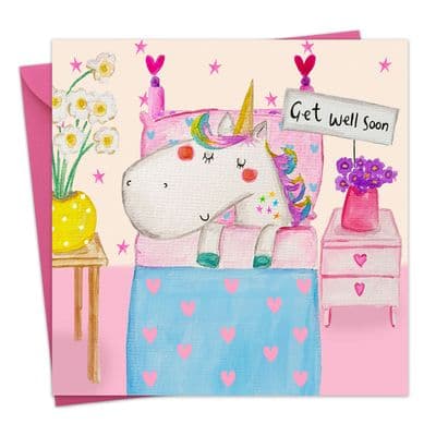 PB18 - Girl's Get Well Soon Card Unicorn