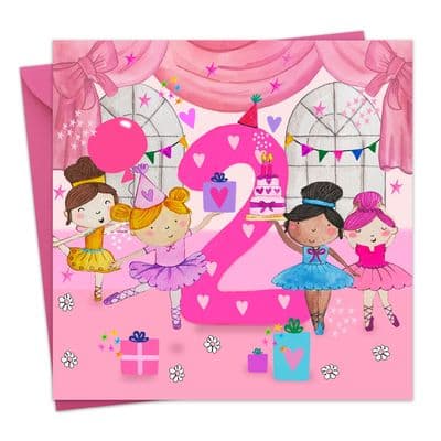 PB32 - Age 2 Girls Birthday Card - 2nd - Ballerina
