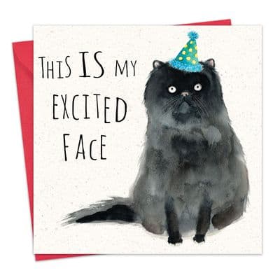 SH003 - Funny Cat Card Excited Face
