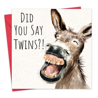 SH068 - Funny New Twins Card - Donkey