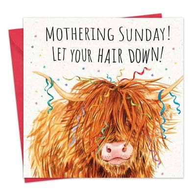 SH087 - Funny Mothering Sunday Card - Highland Cow - Mother's Day