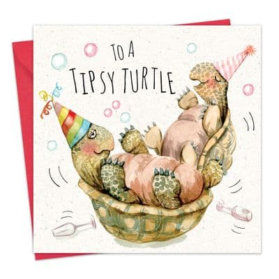 SH091 - Funny Birthday Card - Turtle Friends - To A Tipsy Turtle