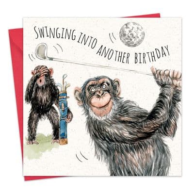 SH092 - Funny Golf Birthday Card - Chimp Golf