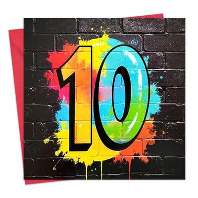TAG10 - Age 10 Boys Birthday Card - 10th - Graffiti