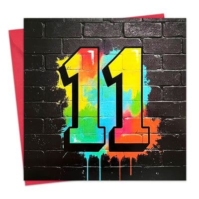 TAG11 - Age 11 Boys Birthday Card - 11th - Graffiti