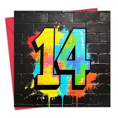 TAG14 - Age 14 Boys Birthday Card - 14th - Graffiti