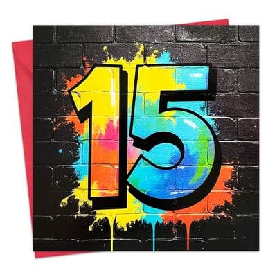 TAG15 - Age 15 Boys Birthday Card - 15th - Graffiti