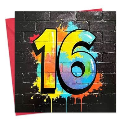TAG16 - Age 16 Boys Birthday Card - 16th - Graffiti
