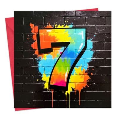 TAG7 - Age 7 Boys Birthday Card - 7th - Graffiti