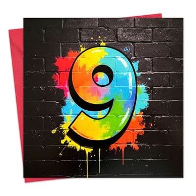 TAG9 - Age 9 Boys Birthday Card - 9th - Graffiti