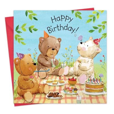 TOT8 - Children's Birthday Card Teddy Bears Picnic
